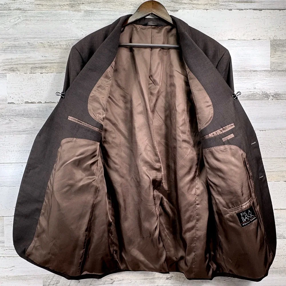 Jos A Bank Blazer Mens 46L Brown Wool Signature Collection Two Button Corpcore